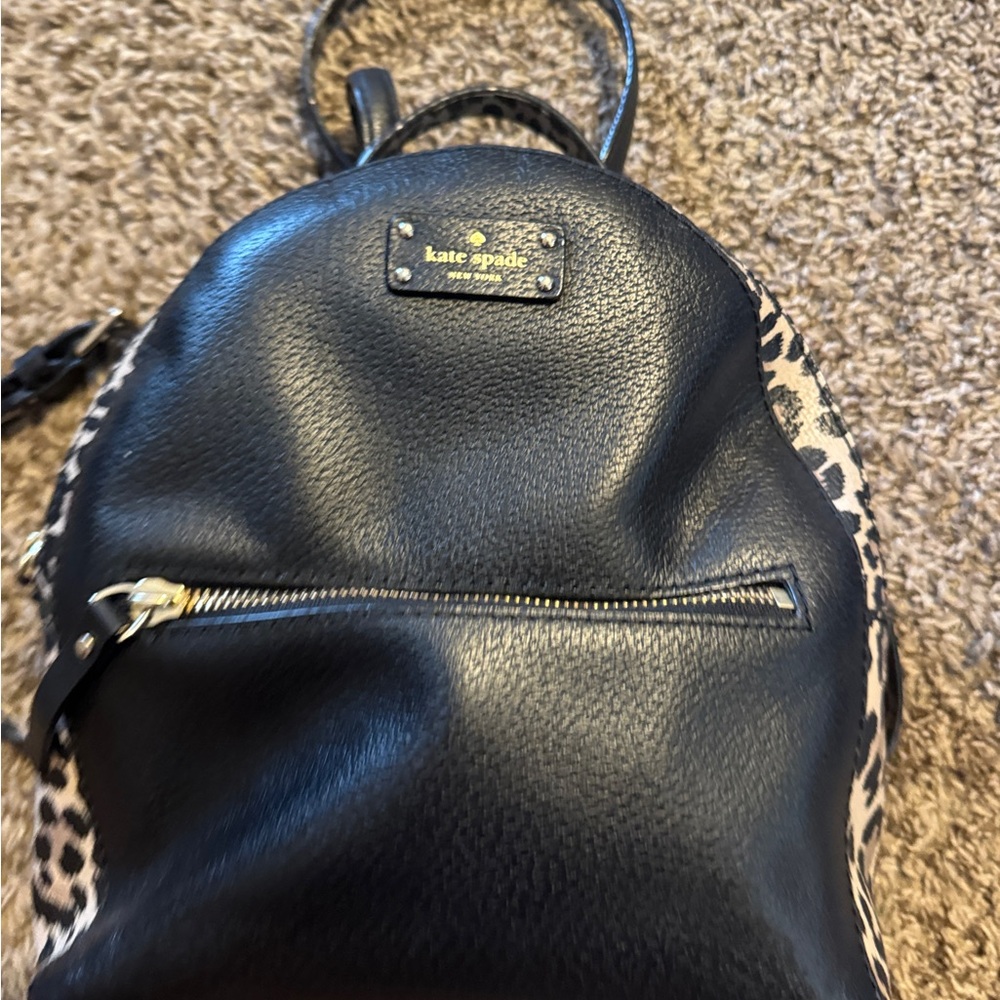 Kate Spade Black and Leopard Print Backpack